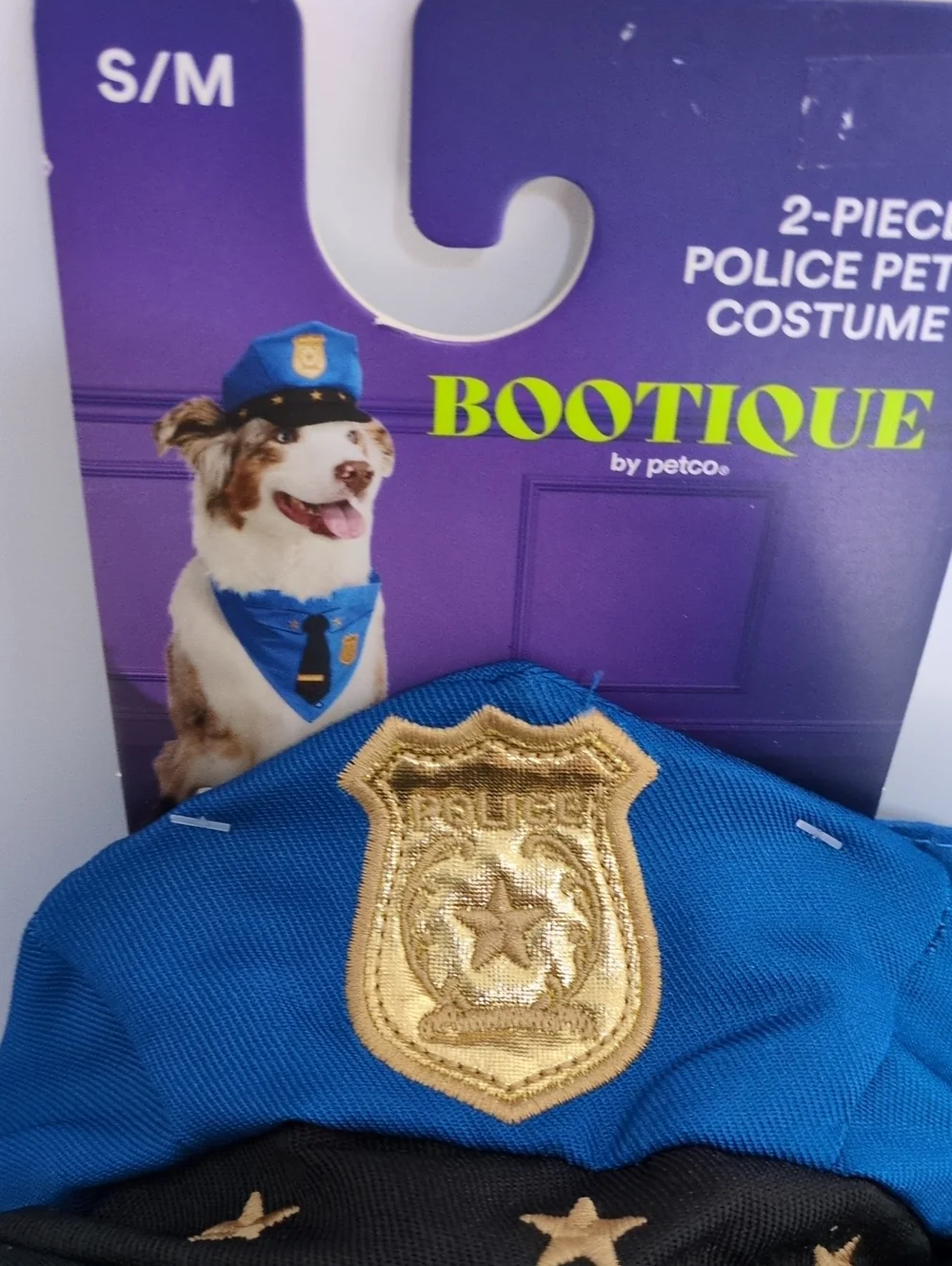 NWT Bootique 2-Piece Police Pet Costume Set S/M Halloween Dog Cat Hat & Bandana